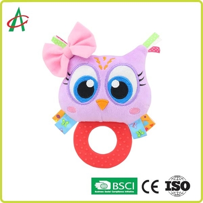 ASTM Handcrafted Nontoxic Baby Plush Rattle Dengan Teether