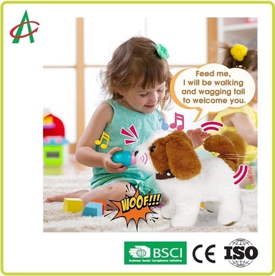 9.8 '' Interactive Stuffed Puppy Walking menggonggong bernyanyi