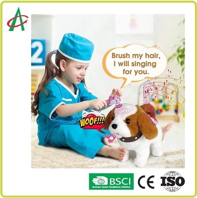 9.8 '' Interactive Stuffed Puppy Walking menggonggong bernyanyi