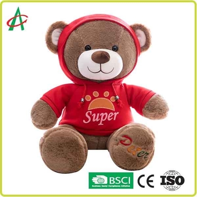 CE 30cm Plush Teddy Bear Reinforced Stitching Dengan Hoodie