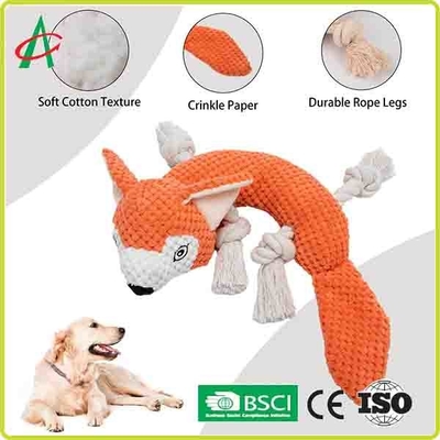 Tahan Air 9.5 Inch Pet Plush Toy 4 Rope Knot Dengan Squeaky