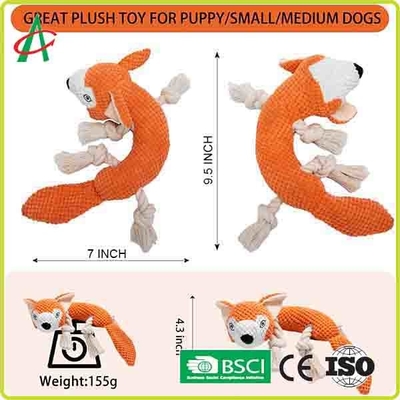 Tahan Air 9.5 Inch Pet Plush Toy 4 Rope Knot Dengan Squeaky