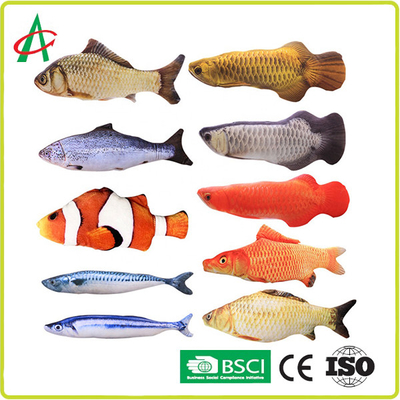 Mensimulasikan Mainan Mewah Hewan Peliharaan ISO9001, Mainan Mengunyah Ikan 30X13X5cm