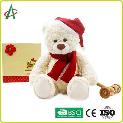 Huggable 25cm Plush Teddy Bear Dengan Topi Natal