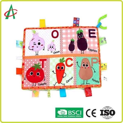 BSCI 29.7x21cm Mainan Penghibur Bayi Ultra Lembut Mewah Pencetakan Buah Dan Hewan