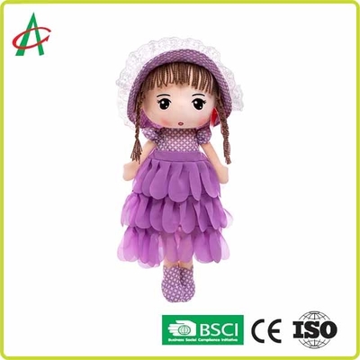 Gaun Ungu Lucu Dan Rok Putih Dan Merah Muda Boneka Kain Mewah Dengan Topi 12 Inci