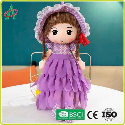 Gaun Ungu Lucu Dan Rok Putih Dan Merah Muda Boneka Kain Mewah Dengan Topi 12 Inci