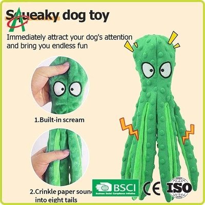 Custom Octopus Durable Indestructible Plush Dog Toys Dengan Squeaker