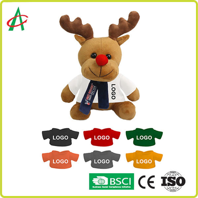 Boneka Binatang Rusa Hidung Merah Tinggi 20cm CPSC Dengan T Shirt Dan Syal