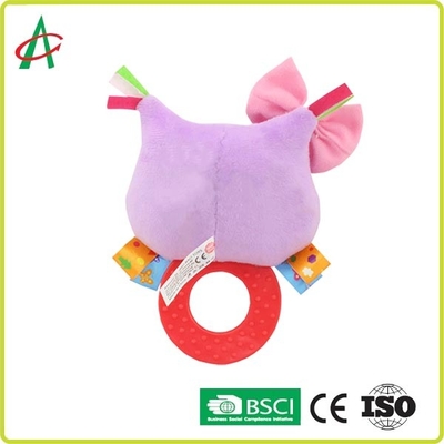 ASTM Handcrafted Nontoxic Baby Plush Rattle Dengan Teether