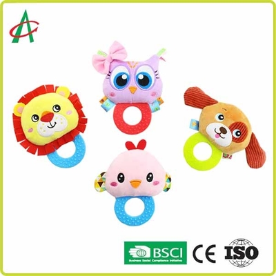 ASTM Handcrafted Nontoxic Baby Plush Rattle Dengan Teether