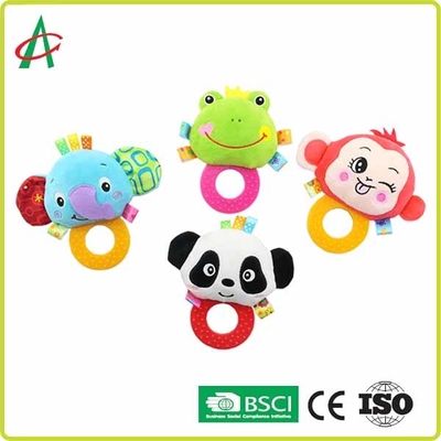 ASTM Handcrafted Nontoxic Baby Plush Rattle Dengan Teether